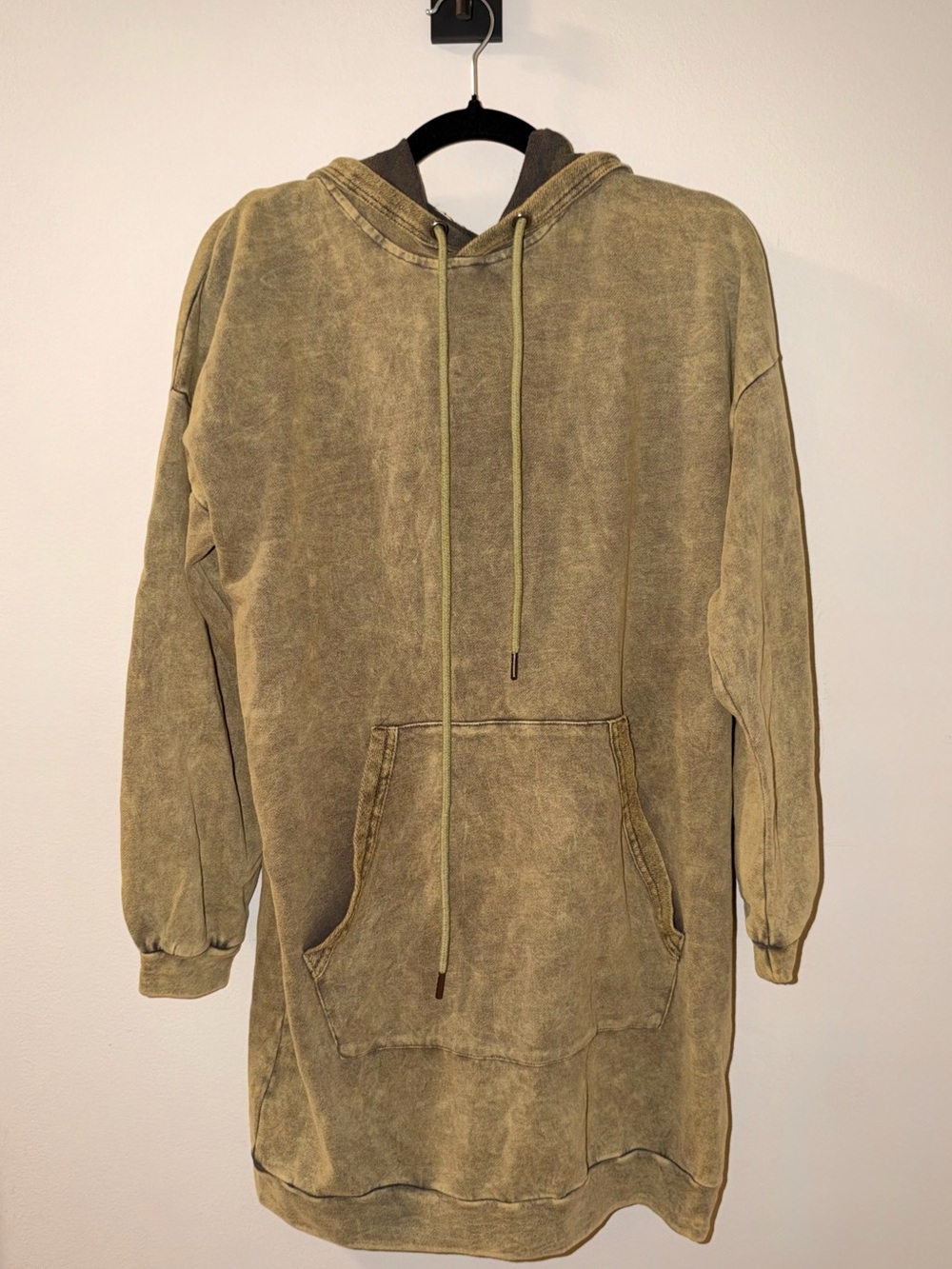 Green Acid Wash Sweatshirt Dress